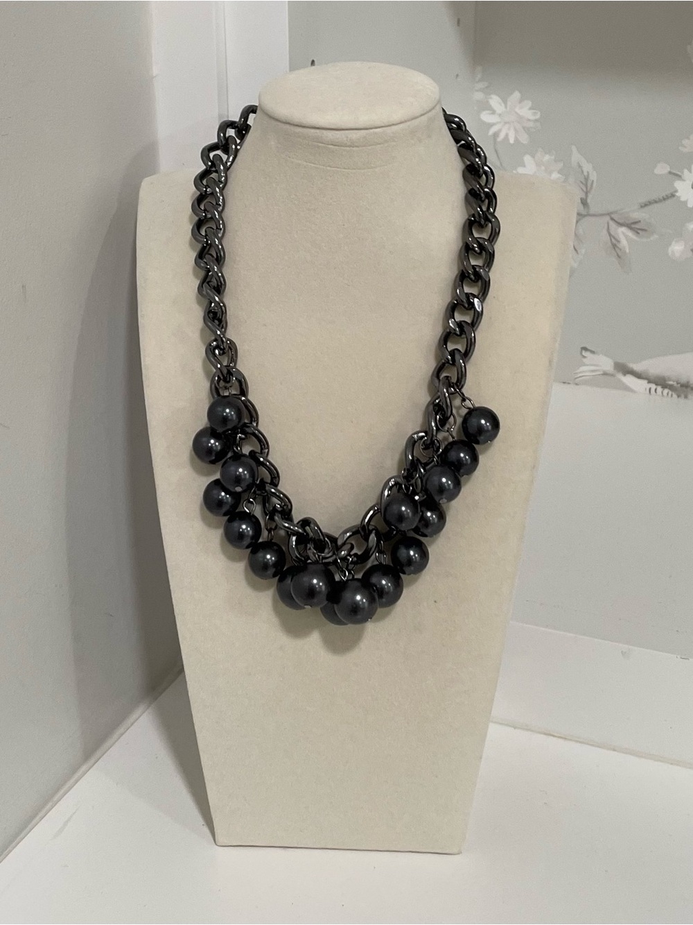 Gunmetal Gray Statement Necklace Dramatic Chunky Bold Edgy Goth Whimsigoth Glam